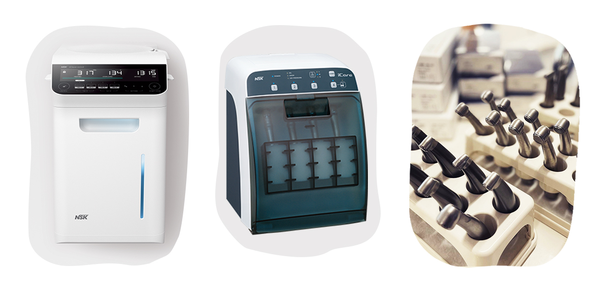 白羽歯科医院では衛生面に配慮して患者様一人ひとりに滅菌されたハンドピースを使用して治療しております。